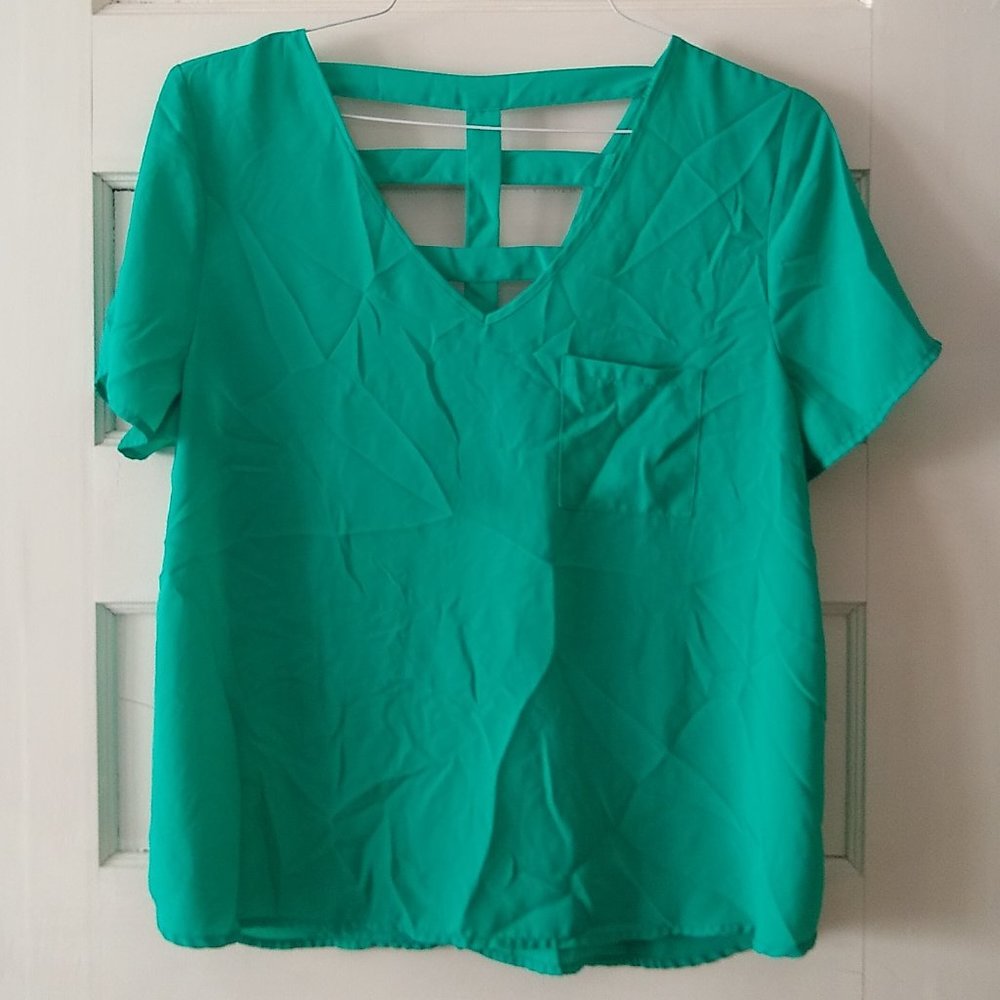 Vibrant Semi-Sheer Lattice Back Top